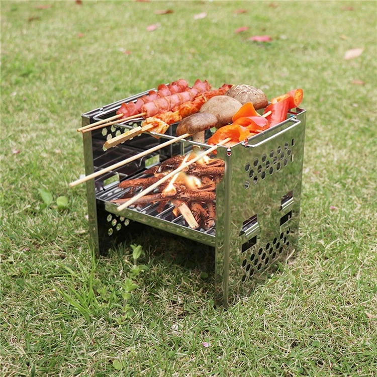 Outdoor Mini Camping Hiking Cooking Stove for BBQ foldable and compact wood burning stove