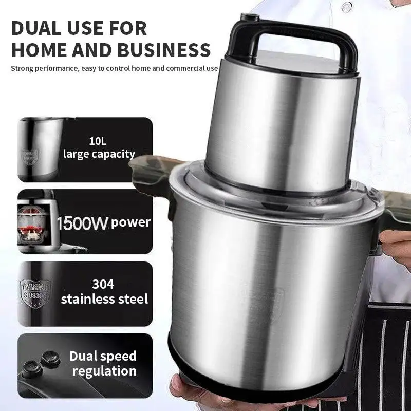 Best Selling Automatic Meat Slicers Food Grade Stainless Steel 10L Machine Meat Grinders Mixer