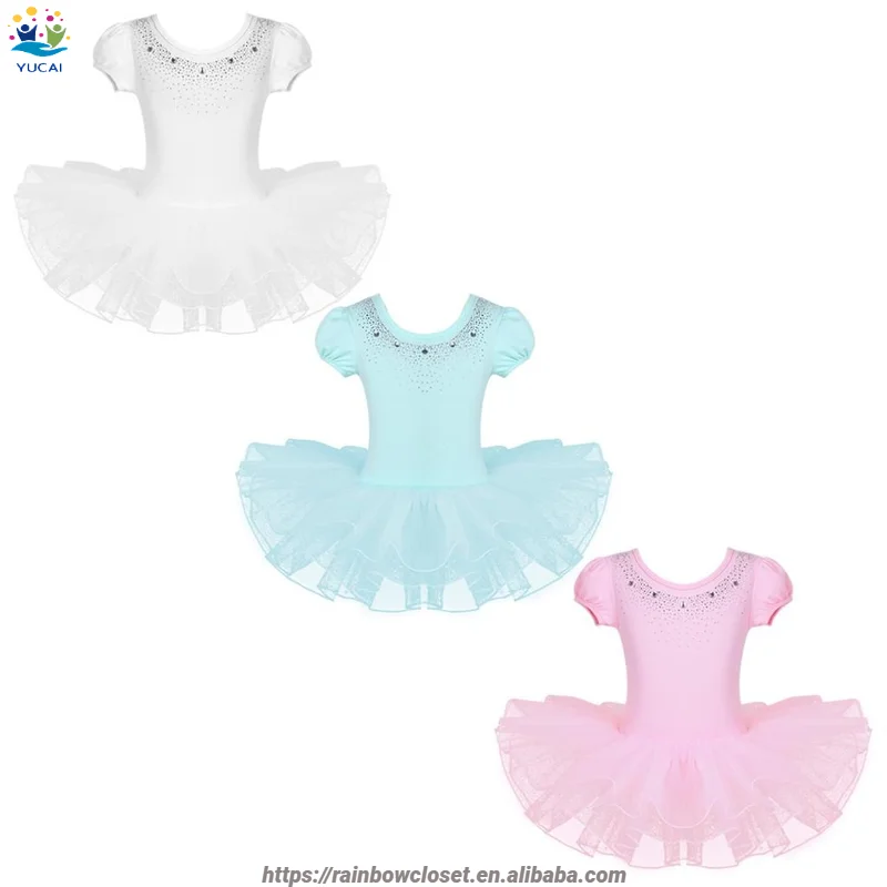 Hot sale kids professional ballet dress girls short sleeves Leotard danc stage ballet dress costume