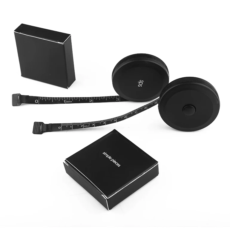 Custom Printed  1.5M 60Inch Mini Square Rectangle Genuine Black Case Retractable Tape Measure Promotional