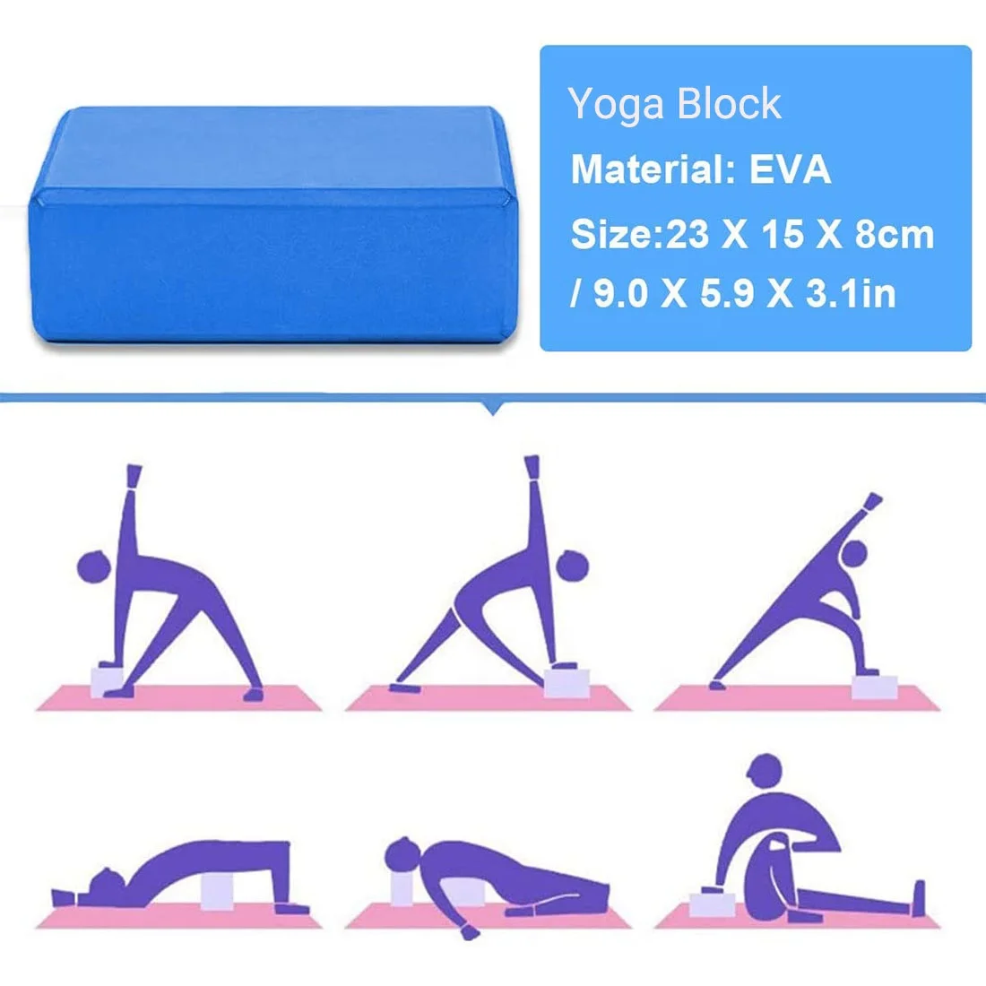 MR High Density 5 in 1 Yoga Block Set EVA Foam ,Yoga Strap ,Stretch Elastic Band,Yoga Ball for Yoga Wrkout