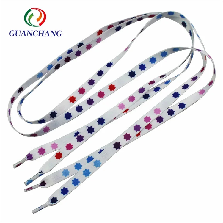 Wholesale high quality custom design your own flat fat polyester printed logo shoe laces bulk elastic shoelace for sneaker