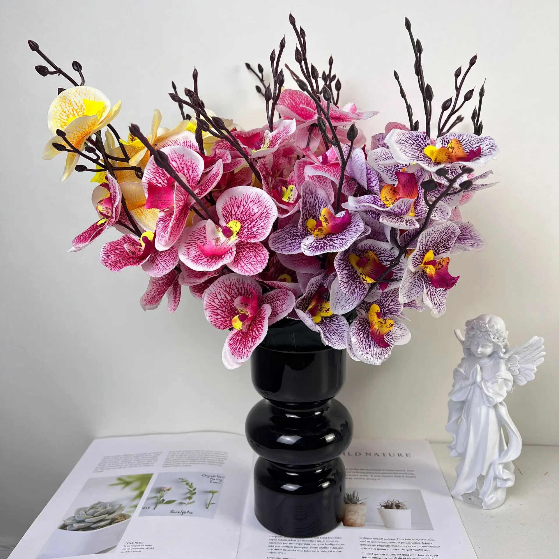 Wholesale Simulation 5-fork 20-head phalaenopsis bouquet home furnishings wedding decoration photography props