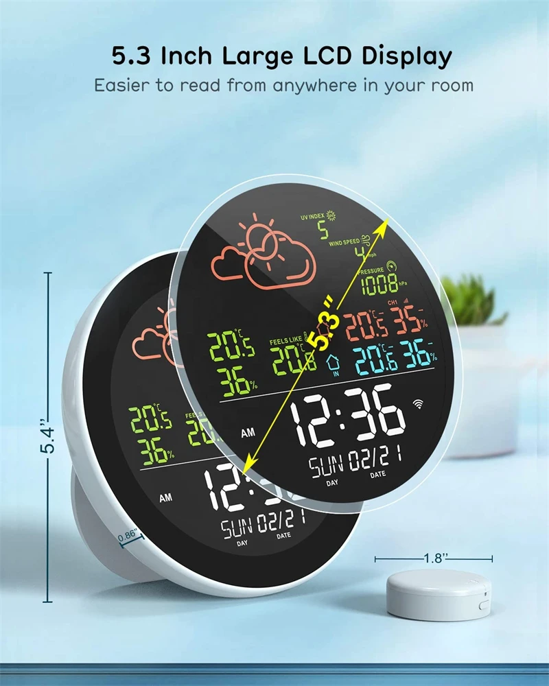 2022 Tuya wifi weather station weather forecast temperature humidity smart weather station smart alarm clock