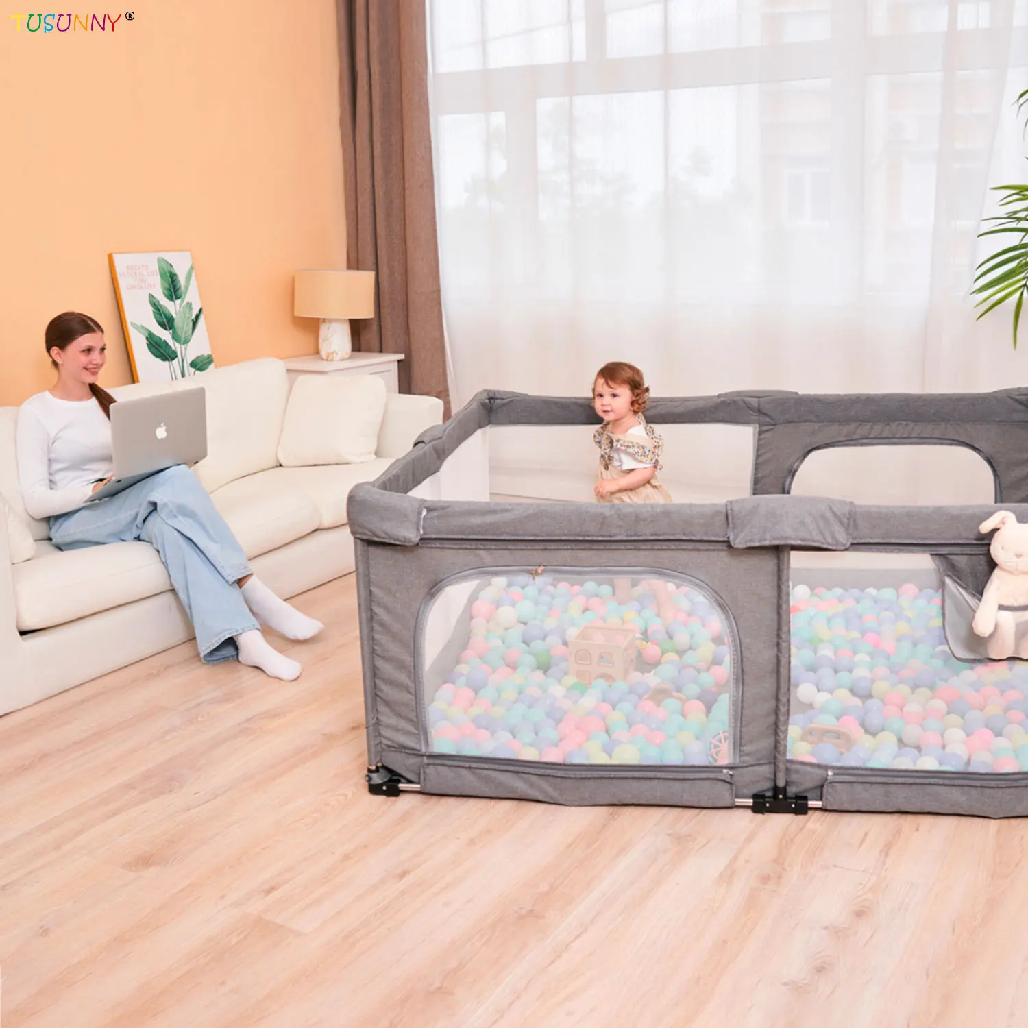 Open and Fold Within Seconds Portable Baby Play Yard Outdoor Playpen For Toddlers