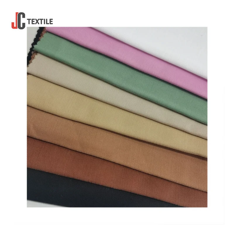 wholesale custom soft feel light weight solid color sateen dyed tencel fabric polyester rayon twill fabric for women dress