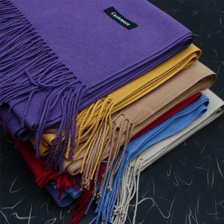 
Wholesale Custom Logo Lady Winter Tassel Cashmere Plain Women Ladies Pashmina Shawl Scarf 