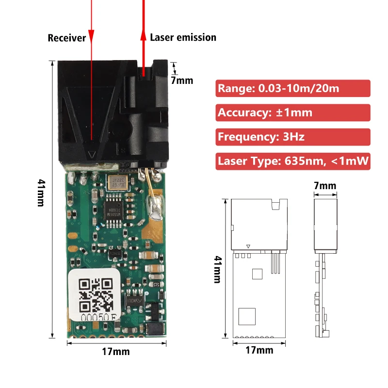 10Hz Mini Laser Distance Measurement Sensor 10m Distance Meter Module 1mm Accuracy Electronic Laser Distance Sensor