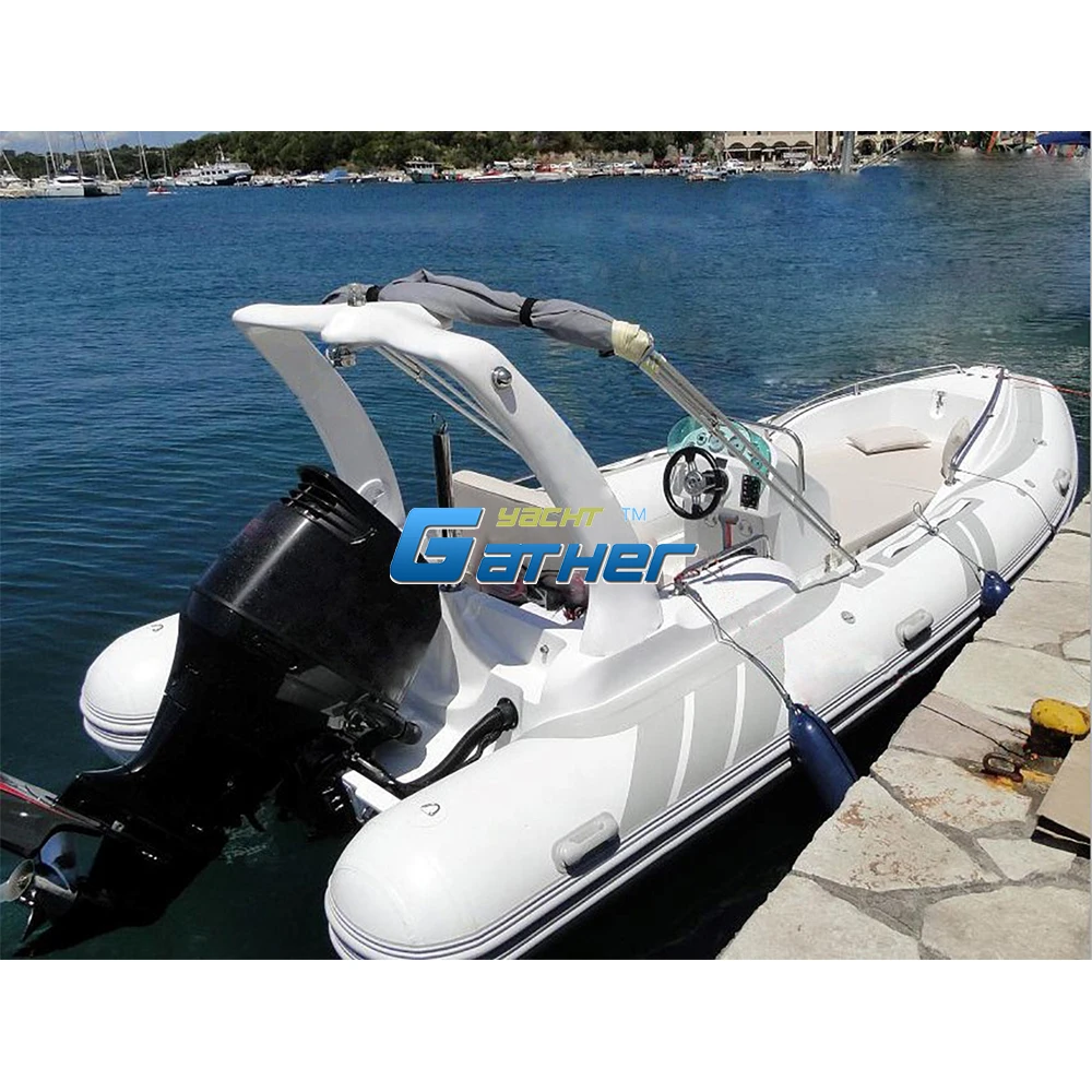 RIB boat luxury 19 FT 5.8 m rib580C fiberglass inflatable hypalon boat rigid rib speed yacht boat for leisure and fishing sports