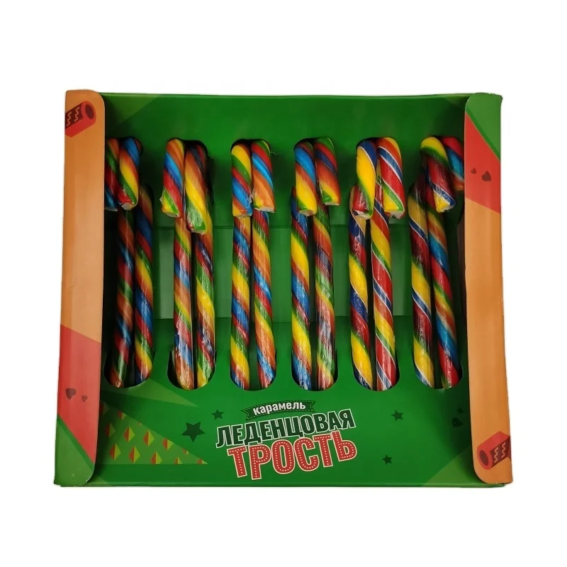 
 Красивые радужные конфеты трости на Рождество  