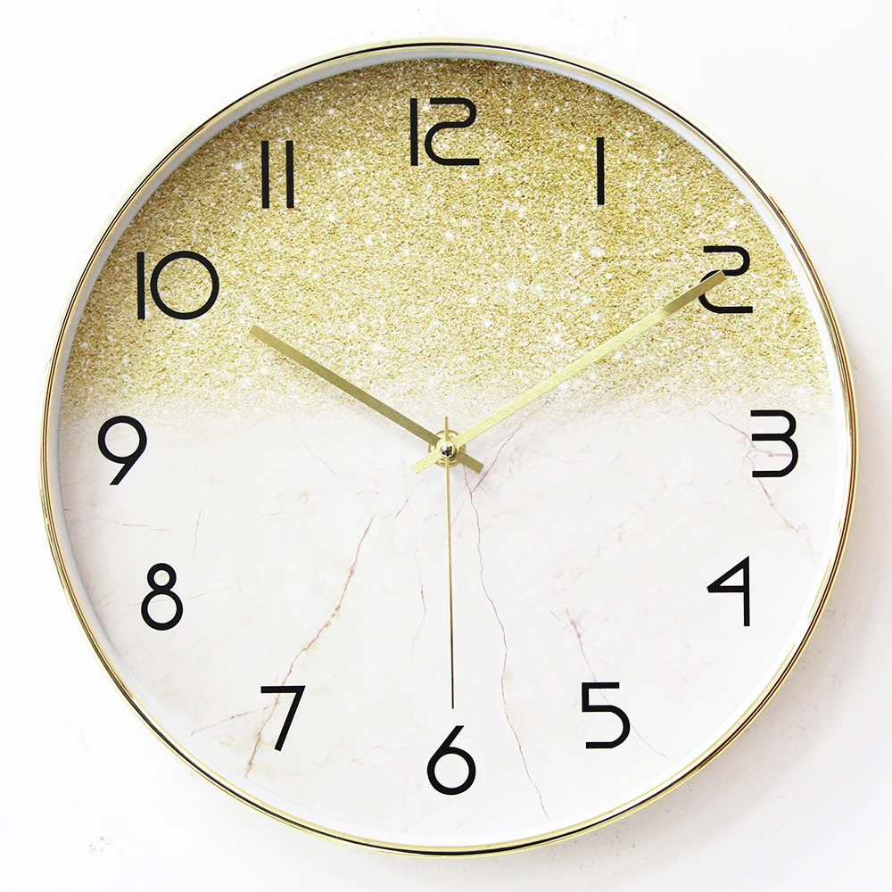 Custom Pattern New Creative Fashion Gradient Color Wall Clock Round Digital Clock Bedroom Living Room Silent Wall Clock