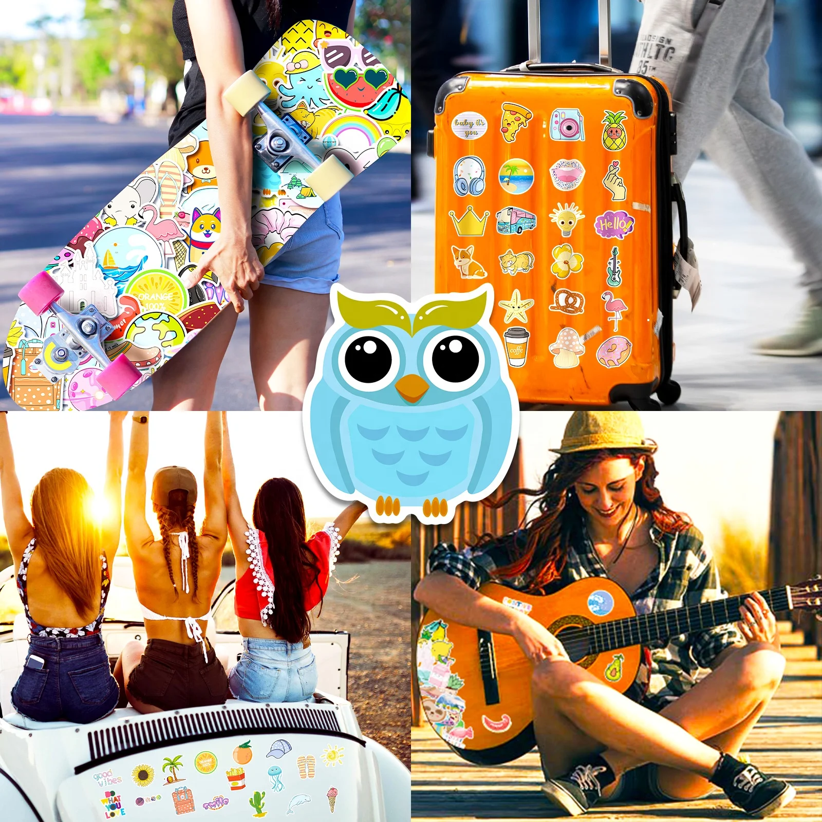 50pcs Cute Stickers, Waterproof for Laptops,  bottles,  Luggage, Cars,  Gift Favors & Decor, T01040668