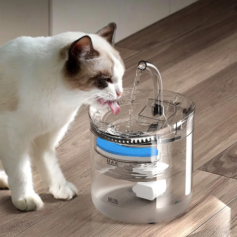 Transparency Cat Fountain 1.8L Quiet Pump Automatic Pet Water Fountain Dog Water Dispenser