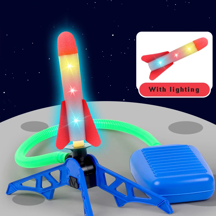 Outdoor Sports Light Up Foam Stomp Air Pressed Stomp Rocket Pedal Games Powered Led Air Rocket Launcher Toy For Kids