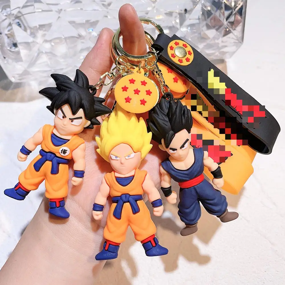 Wholesale 3d Cartoon Pvc Anime Dragon Balls Keychain Car And Bag Tag Goku Doll Pendant Rubber Car Keychain Toy Wholesale