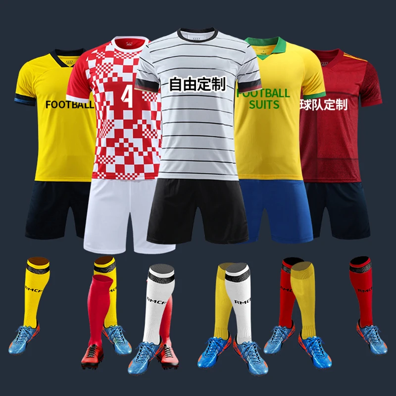 Quick Dry Sportswear Men Soccer Wear Set Uniforms Custom Football Soccer Jerseys  Portugal national team set