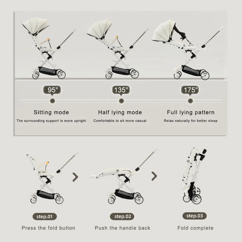 High Quality 3 in 1 baby stroller luxury high landscape Multi-Functional baby pram baby strollers for travel