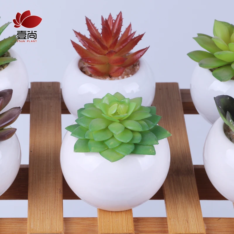 Factory direct sale small Mini Ceramic succulent Artificial Potted Plant For Home Decoration ES1196
