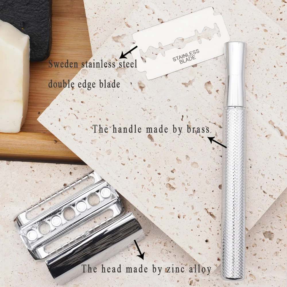 Customized Double Edge Blade Safety Razor Male Portable Face Metal Shaver