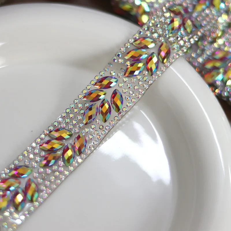 2024 Carnival Costume Jewelry Iron on Resin trimming Hotfix rhinestone chain for Carnival performance Clothing Accessories