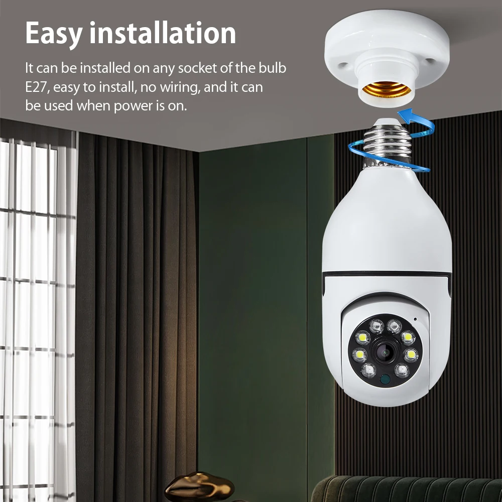 EDUP 5MP Indoor Security Smart Bulb Wifi Body Camera Panoramic 360 Degree Wireless Wifi Light Bulb Camera Home Security Camera