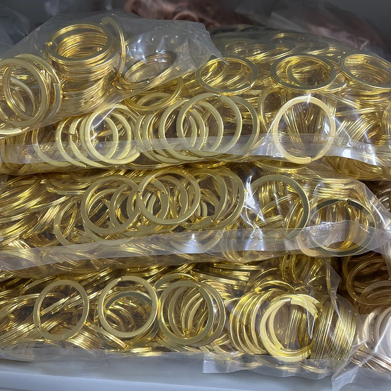 High Quality Manufacture Metal Iron Stainless Steel Light Golden Flat Split Key Rings Diameter 28/30mm