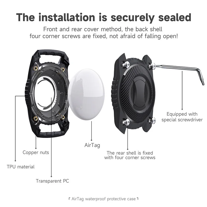 Waterproof Airtag Case for Dog Collar Airtag Dog Collar Holder Hard TPU Full Protection Airtag Holder Cat Dog GPS Tracker