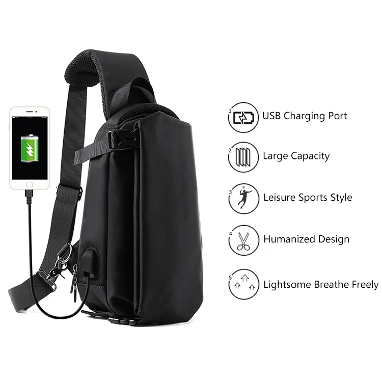 OEM Factory Fashion sling shoulder bag  custom  chest bag Waterproof  Anti Theft Crossbody Bag