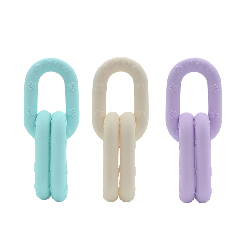 Factory Wholesale Food Grade Silicone Chew Teething Toy Silicone Baby Teether Linking Rings Toys