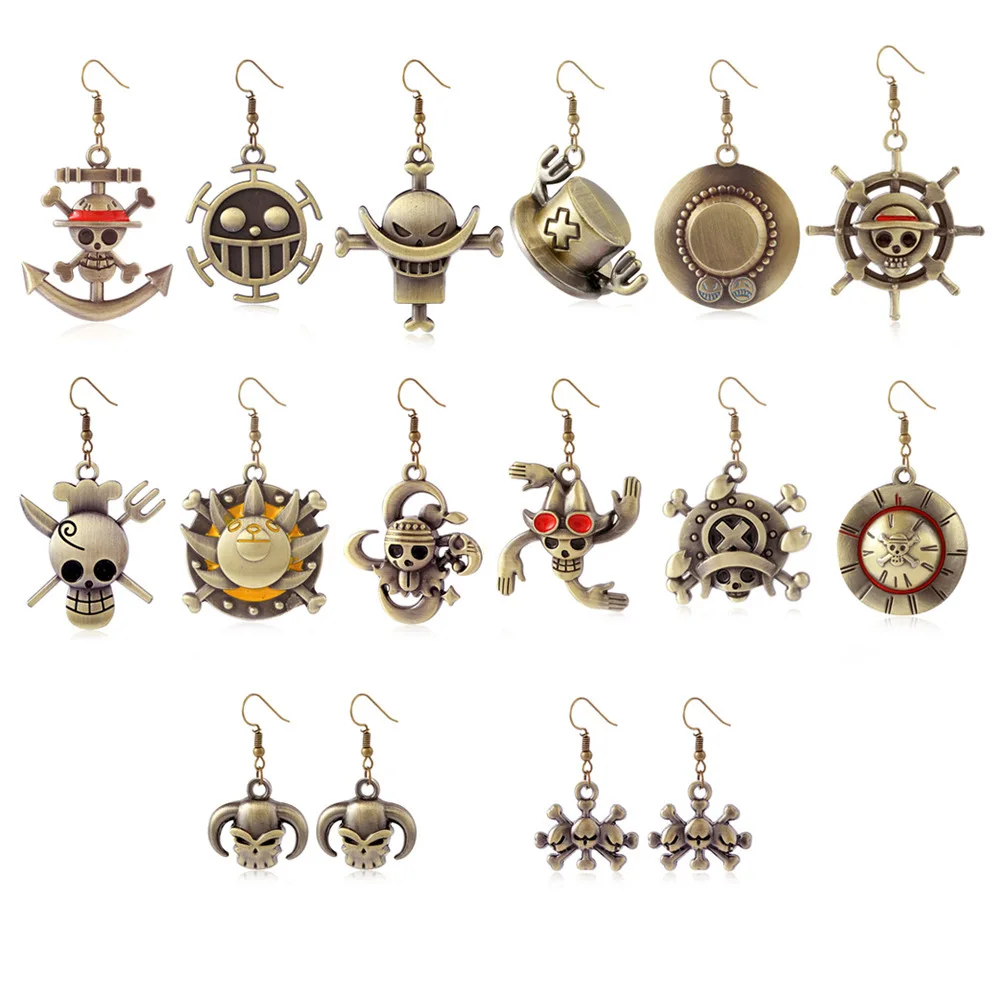 Japanese Anime Megahouse One Piece Luffy Straw Hat Zoro Luo Chopper Whitebeard Blackbeard Tiki Fire Fist Ace Anime Earrings