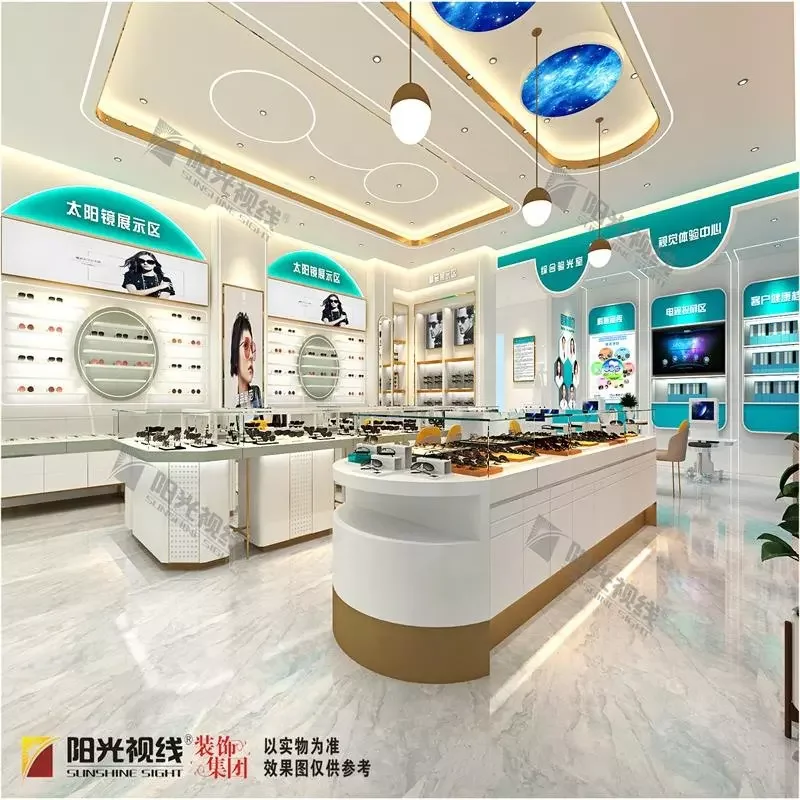 Fashion and sophistication Wooden sunglasses display rack stands optical furniture shop decoration store design