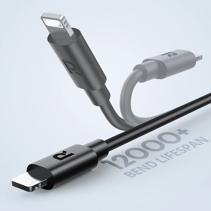 RAVPower Black+PE BAG RP-CB062 Data Cables 1m TPE Type-C to L Type C Cable Phone Fast Charging Cable for iphone