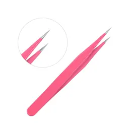 Amazon Best Selling In Stock Straight Tip Stainless Steel Tweezers Pink  Nail Tweezers Static Tweezers For Eyelash Extension