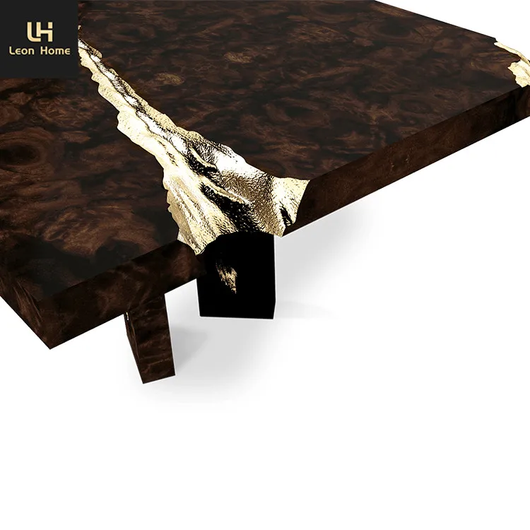 High Quality Dining Table Modern Wood Room Furniture Stainless Dining Table Luxury Villa
