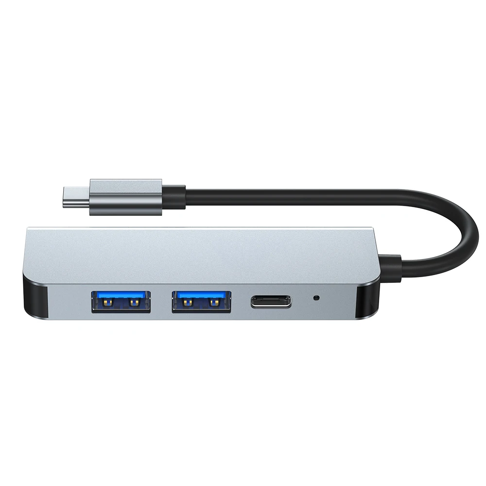 Wholesale 4 in 1 USB C Hub Multiport Adapter with HDTV 4K Video USB 3.0 Port and Type C Charging Port double USB Port