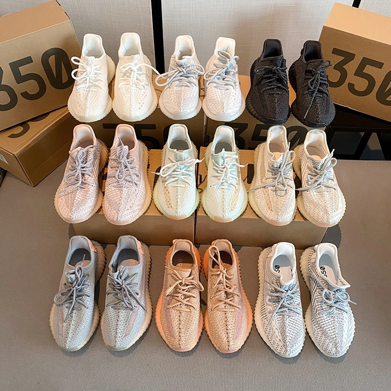 Оптовая продажа, оригинальные высококачественные мужские кроссовки Yeezy 350v2, мужская спортивная обувь для бега, женская обувь для влюбленных