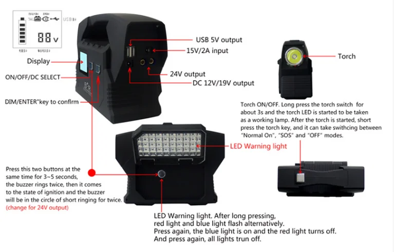 
26600mAh 24v Multifunction Car Jump Starter Military Products Emergency Battery Pack All Gas And Diesel Engine portable 