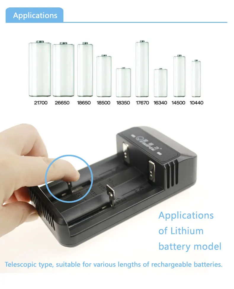 2 slots USB 18650 charger intelligent  battery charger for lithium batteries with LED display