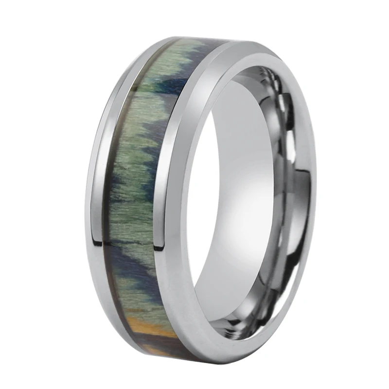 Factory Direct Sale Abalone inlay Titanium Ring Stainless Steel Wedding Band for Men 8mm TIZTI Ring