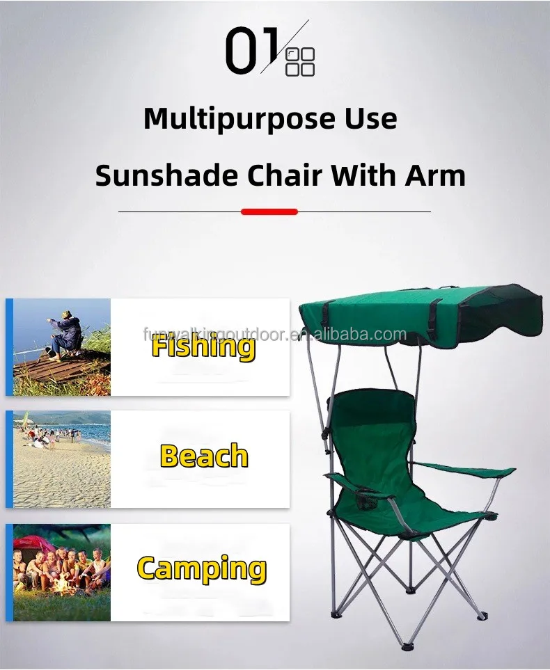 Custom Design Logo Printed Outdoor Sea Beach Sunshade Chair Portable Lazy Chair Fishing Hiking Folding Foldable Camping Chair