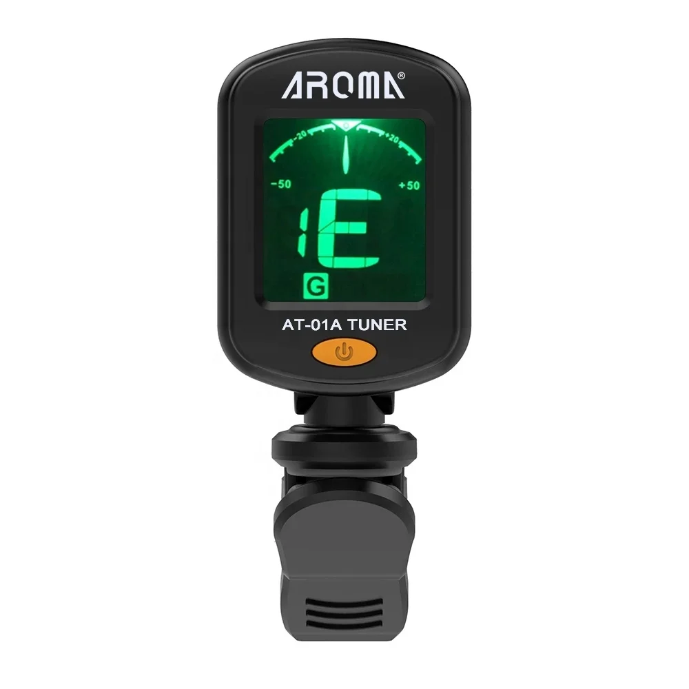 AROMA AT-01A Guitar Tuner Rotatable Clip-on Tuner LCD Display for Chromatic Acoustic Guitar Bass Ukulele Guitar Parts