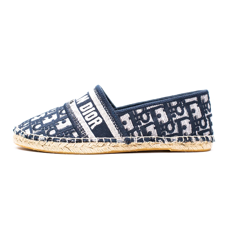 Stock 2020 the most fashion women woven knit material basic jute comfortable insole luxury espadrilles flat shoes