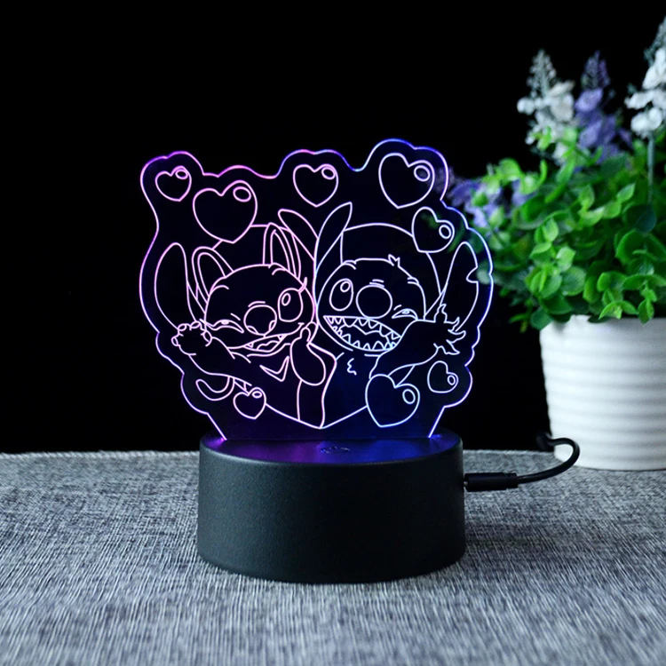 lampara 3d optical illusion base lamp led night light