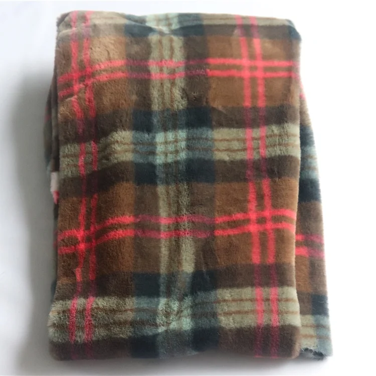 Wholesale 100% polyester High quality new product Checks rabbit faux fur fabric for home