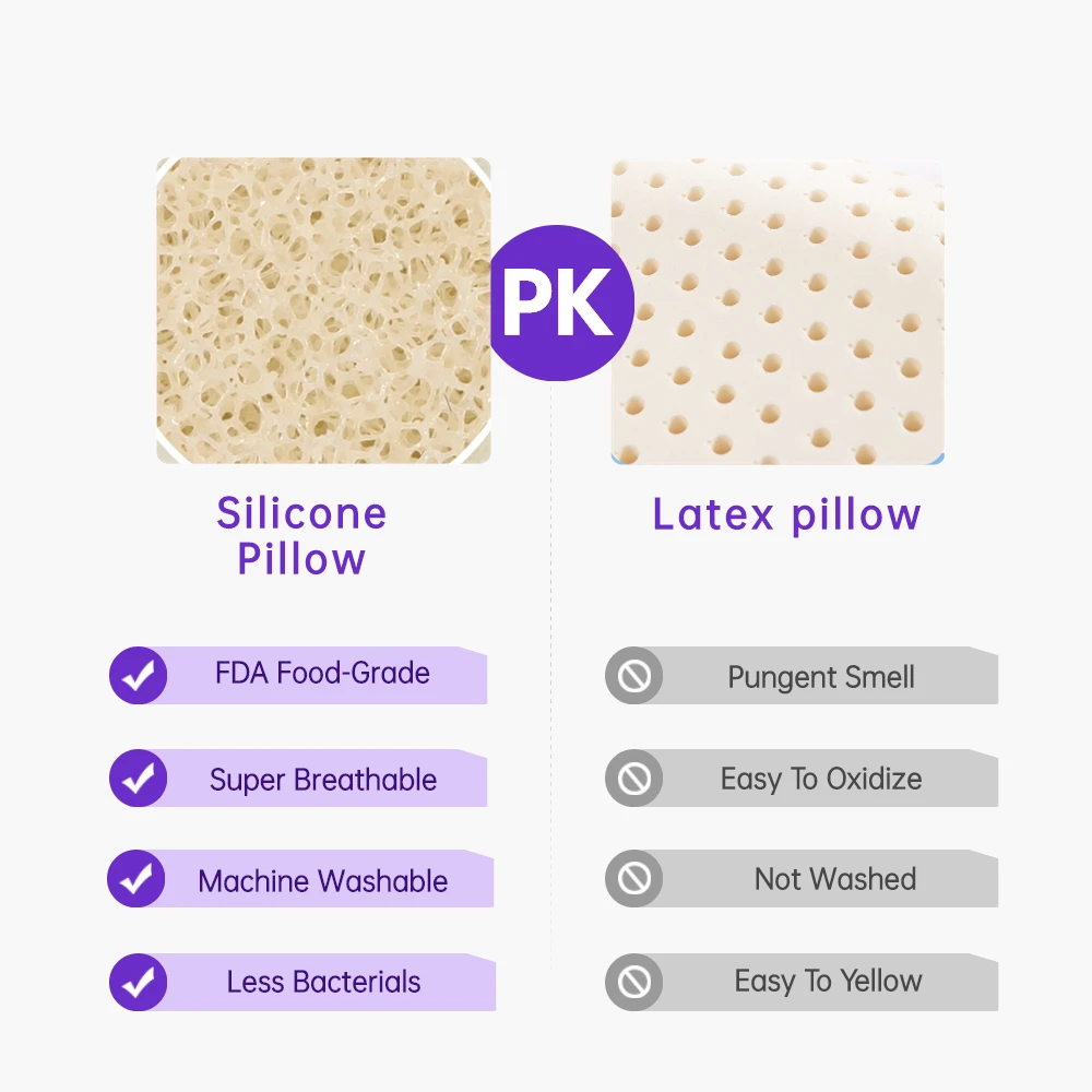 Classic Style Summer Hot Sale Luxury Comfortable Big Bed Latex Silicone Pillow Natural Healthy Breathable Soft Kids Pillow