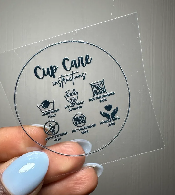 Custom Design Print Logo QR Code Hand Wash Only UV DTF Stickers