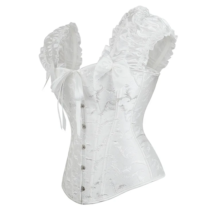 Floral Top Plastic Bones Silk Belt Women Plus Size Lingerie Sexy Latex Bustier Corset