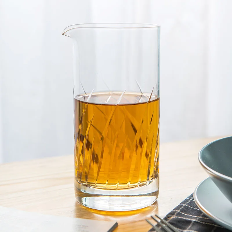 Diamond Thick Sturdy Glass Cut Cocktail Mixing Glass Beaker for Bar Mixing Set