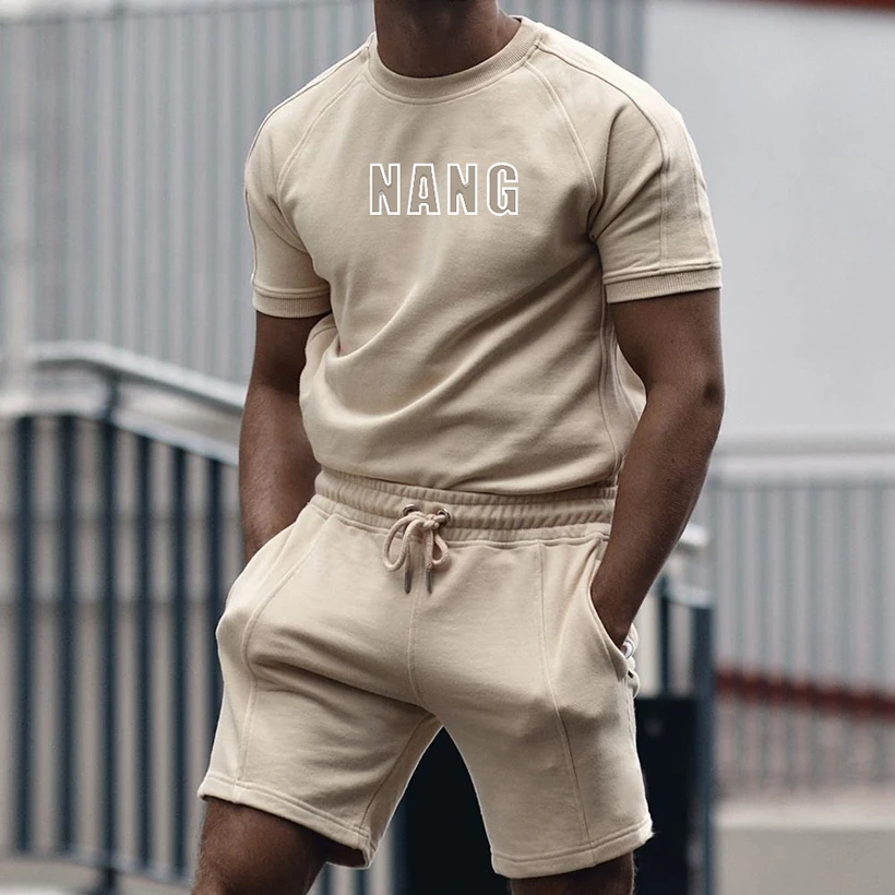 2023 Summer Custom Unisex Cotton Shorts Tracksuit Set T Shirt And Shorts Set Outfits Men Casual Shorts Set