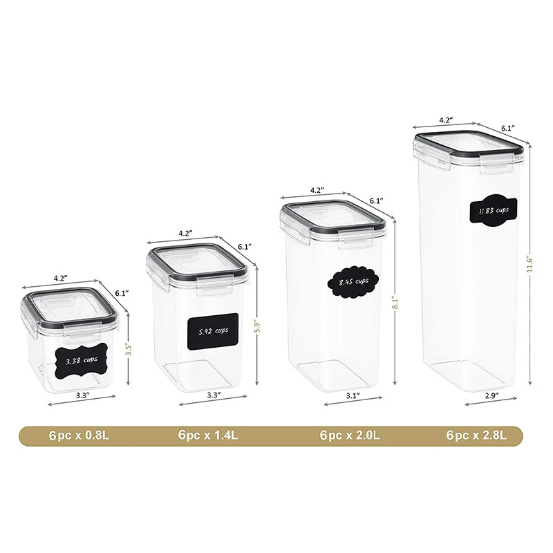 Amazon Hot Sale 24pcs Clear Plastic Container Set Airtight Kitchen Organizer Pantry Organization Storage Food Containers
